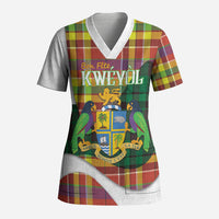Personalized Bon Fete Kweyol Dominica Scrub Top Creole Day Coat Of Arms Madras Motifs