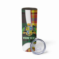 Personalized Bon Fete Kweyol Dominica Skinny Tumbler Creole Day Coat Of Arms Madras Motifs