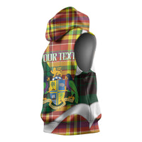 Personalized Bon Fete Kweyol Dominica Sleeveless Hoodie Creole Day Coat Of Arms Madras Motifs