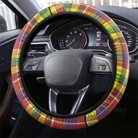 Bon Fete Kweyol Dominica Steering Wheel Cover Creole Day Coat Of Arms Madras Motifs