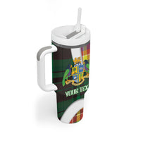 Personalized Bon Fete Kweyol Dominica Tumbler With Handle Creole Day Coat Of Arms Madras Motifs