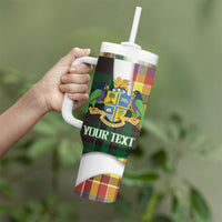 Personalized Bon Fete Kweyol Dominica Tumbler With Handle Creole Day Coat Of Arms Madras Motifs