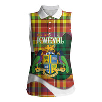 Personalized Bon Fete Kweyol Dominica Women Sleeveless Polo Shirt Creole Day Coat Of Arms Madras Motifs