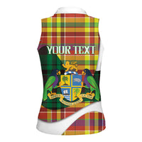 Personalized Bon Fete Kweyol Dominica Women Sleeveless Polo Shirt Creole Day Coat Of Arms Madras Motifs