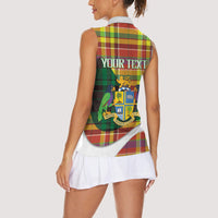 Personalized Bon Fete Kweyol Dominica Women Sleeveless Polo Shirt Creole Day Coat Of Arms Madras Motifs