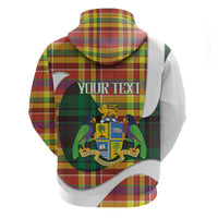 Personalized Bon Fete Kweyol Dominica Zip Hoodie Creole Day Coat Of Arms Madras Motifs