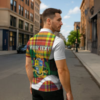 Personalized Bon Fete Kweyol Dominica Zipper Polo Shirt Creole Day Coat Of Arms Madras Motifs