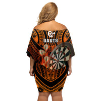 Personalised Polynesian Darts Family Matching Off Shoulder Short Dress and Hawaiian Shirt Fire Burning With Tribal Tattoo - Wonder Print Shop