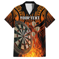Personalised Polynesian Darts Family Matching Short Sleeve Bodycon Dress and Hawaiian Shirt Fire Burning With Tribal Tattoo - Wonder Print Shop