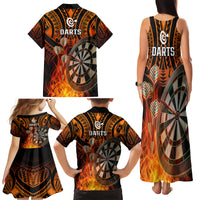 Personalised Polynesian Darts Family Matching Tank Maxi Dress and Hawaiian Shirt Fire Burning With Tribal Tattoo - Wonder Print Shop
