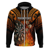Personalised Polynesian Darts Hoodie Fire Burning With Tribal Tattoo - Wonder Print Shop