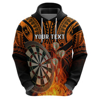 Personalised Polynesian Darts Hoodie Fire Burning With Tribal Tattoo - Wonder Print Shop