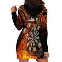 Personalised Polynesian Darts Hoodie Dress Fire Burning With Tribal Tattoo - Wonder Print Shop