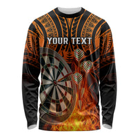 Personalised Polynesian Darts Long Sleeve Shirt Fire Burning With Tribal Tattoo - Wonder Print Shop