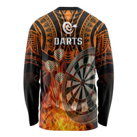 Personalised Polynesian Darts Long Sleeve Shirt Fire Burning With Tribal Tattoo - Wonder Print Shop