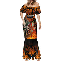 Personalised Polynesian Darts Mermaid Dress Fire Burning With Tribal Tattoo - Wonder Print Shop