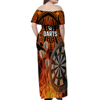 Personalised Polynesian Darts Off Shoulder Maxi Dress Fire Burning With Tribal Tattoo - Wonder Print Shop