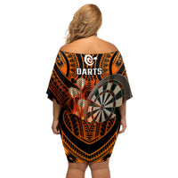 Personalised Polynesian Darts Off Shoulder Short Dress Fire Burning With Tribal Tattoo - Wonder Print Shop