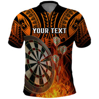 Personalised Polynesian Darts Polo Shirt Fire Burning With Tribal Tattoo - Wonder Print Shop