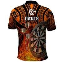 Personalised Polynesian Darts Polo Shirt Fire Burning With Tribal Tattoo - Wonder Print Shop