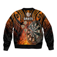 Personalised Polynesian Darts Sleeve Zip Bomber Jacket Fire Burning With Tribal Tattoo - Wonder Print Shop