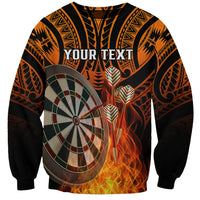 Personalised Polynesian Darts Sweatshirt Fire Burning With Tribal Tattoo - Wonder Print Shop