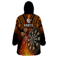Personalised Polynesian Darts Wearable Blanket Hoodie Fire Burning With Tribal Tattoo - Wonder Print Shop