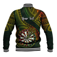 Personalised Polynesian Darts Baseball Jacket Dart Lovers Tribal Pattern Mix Tropical Leaves - Wonder Print Shop