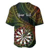 Personalised Polynesian Darts Baseball Jersey Dart Lovers Tribal Pattern Mix Tropical Leaves - Wonder Print Shop
