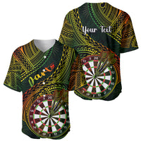 Personalised Polynesian Darts Baseball Jersey Dart Lovers Tribal Pattern Mix Tropical Leaves - Wonder Print Shop