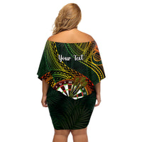 Personalised Polynesian Darts Family Matching Off Shoulder Short Dress and Hawaiian Shirt Dart Lovers Tribal Pattern Mix Tropical Leaves - Wonder Print Shop
