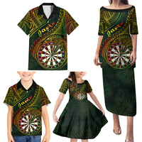 Personalised Polynesian Darts Family Matching Puletasi Dress and Hawaiian Shirt Dart Lovers Tribal Pattern Mix Tropical Leaves - Wonder Print Shop