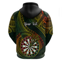 Personalised Polynesian Darts Hoodie Dart Lovers Tribal Pattern Mix Tropical Leaves - Wonder Print Shop