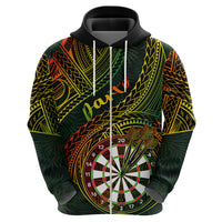 Personalised Polynesian Darts Hoodie Dart Lovers Tribal Pattern Mix Tropical Leaves - Wonder Print Shop