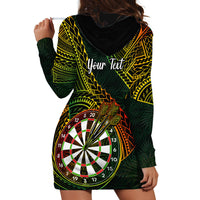 Personalised Polynesian Darts Hoodie Dress Dart Lovers Tribal Pattern Mix Tropical Leaves - Wonder Print Shop