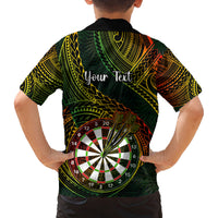 Personalised Polynesian Darts Kid Hawaiian Shirt Dart Lovers Tribal Pattern Mix Tropical Leaves - Wonder Print Shop