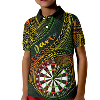 Personalised Polynesian Darts Kid Polo Shirt Dart Lovers Tribal Pattern Mix Tropical Leaves - Wonder Print Shop