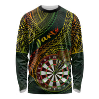 Personalised Polynesian Darts Long Sleeve Shirt Dart Lovers Tribal Pattern Mix Tropical Leaves - Wonder Print Shop