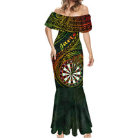 Personalised Polynesian Darts Mermaid Dress Dart Lovers Tribal Pattern Mix Tropical Leaves - Wonder Print Shop