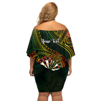 Personalised Polynesian Darts Off Shoulder Short Dress Dart Lovers Tribal Pattern Mix Tropical Leaves - Wonder Print Shop