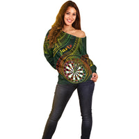 Personalised Polynesian Darts Off Shoulder Sweater Dart Lovers Tribal Pattern Mix Tropical Leaves - Wonder Print Shop