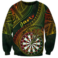 Personalised Polynesian Darts Sweatshirt Dart Lovers Tribal Pattern Mix Tropical Leaves - Wonder Print Shop