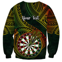 Personalised Polynesian Darts Sweatshirt Dart Lovers Tribal Pattern Mix Tropical Leaves - Wonder Print Shop