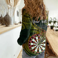 Personalised Polynesian Darts Women Casual Shirt Dart Lovers Tribal Pattern Mix Tropical Leaves - Wonder Print Shop