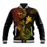 Hawaii Baseball Jacket Fish Hook Tattoo Mix Polynesian Plumeria Reggae Version - Wonder Print Shop