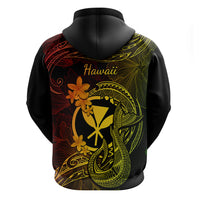 Hawaii Hoodie Fish Hook Tattoo Mix Polynesian Plumeria Reggae Version - Wonder Print Shop