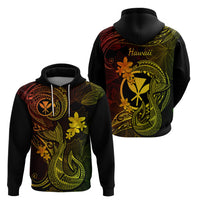 Hawaii Hoodie Fish Hook Tattoo Mix Polynesian Plumeria Reggae Version - Wonder Print Shop