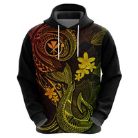 Hawaii Hoodie Fish Hook Tattoo Mix Polynesian Plumeria Reggae Version - Wonder Print Shop