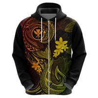 Hawaii Hoodie Fish Hook Tattoo Mix Polynesian Plumeria Reggae Version - Wonder Print Shop