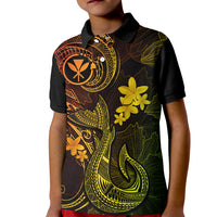 Hawaii Kid Polo Shirt Fish Hook Tattoo Mix Polynesian Plumeria Reggae Version - Wonder Print Shop